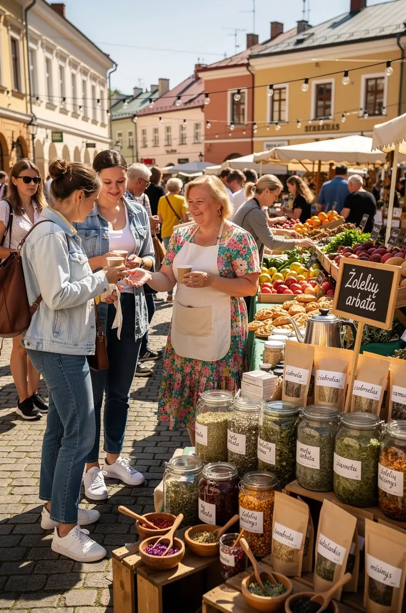 Šiltos žolelių arbatos puodelis ant medinio stalo, simbolizuojantis ramybės ir sveikatos pojūtį. Šviežių žolelių lapų kompozicija, pabrėžianti natūralų arbatos tonizuojantį poveikį. Moteris ramiai gerdama žolelių arbatą, perteikianti kasdienio komforto svarbą. Arbatos paruošimo procesas su garuojančiu vandeniu ir džiovintomis žolelėmis, iliustruojantis švelnų tonizavimą. Informacinė iliustracija, rodanti žolelių arbatos naudą sveikatai ir jos veikimo mechanizmus.